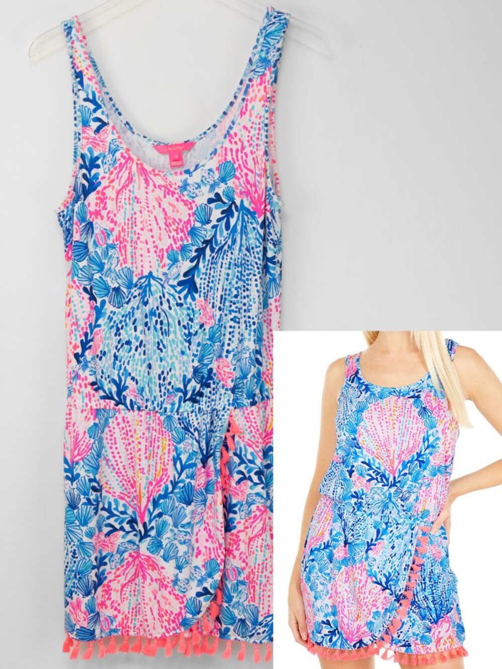 Lilly Pulitzer Jarrett Romper Resort White Sway With Me Pink Blue Size Medium